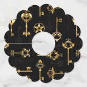 黄金の鍵でシームレスなパターン ワイングラスタグ (裏面)