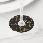 黄金の鍵でシームレスなパターン ワイングラスタグ (クローズアップ)