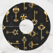 黄金の鍵でシームレスなパターン ワイングラスタグ (裏面)