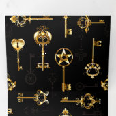 黄金の鍵でシームレスなパターン 三つ折り招待状 (内部最初)