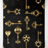 黄金の鍵でシームレスなパターン 三つ折り招待状 (内部中)