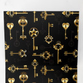 黄金の鍵でシームレスなパターン 三つ折り案内状 (内部最初)