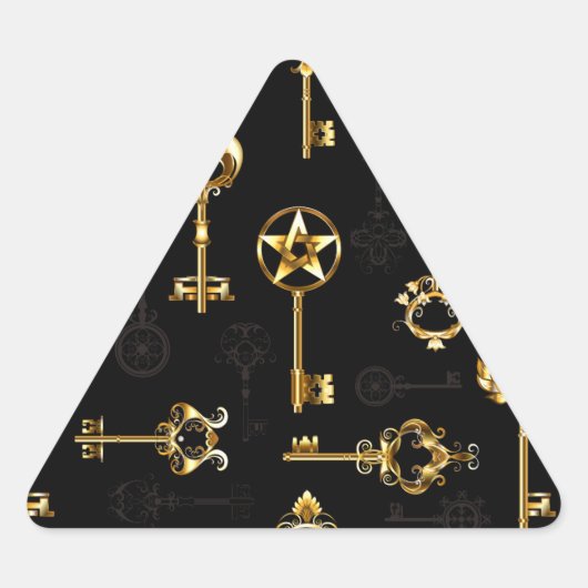 黄金の鍵でシームレスなパターン 三角形シール (正面)