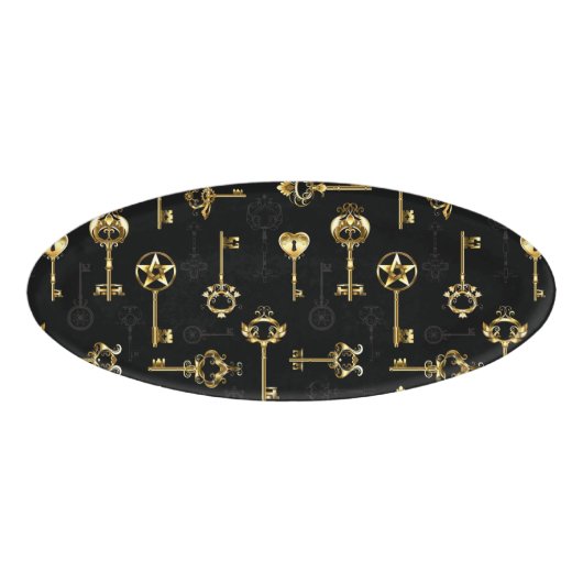 黄金の鍵でシームレスなパターン 名札 (正面)