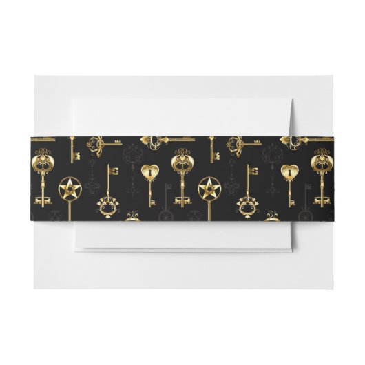 黄金の鍵でシームレスなパターン 招待状ベリーバンド (正面例)