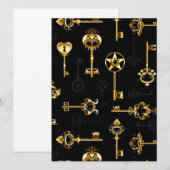 黄金の鍵でシームレスなパターン 案内状 (正面/裏面)