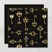 黄金の鍵でシームレスなパターン 案内状 (正面/裏面)