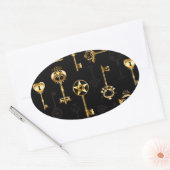 黄金の鍵でシームレスなパターン 楕円形シール (封筒)