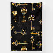 黄金の鍵でシームレスなパターン 横断幕 (縦)