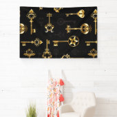 黄金の鍵でシームレスなパターン 横断幕 (インサイチュ)