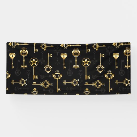 黄金の鍵でシームレスなパターン 横断幕 (横)