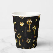 黄金の鍵でシームレスなパターン 紙コップ (左)