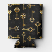黄金の鍵でシームレスなパターン 缶クーラー (正面)