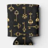 黄金の鍵でシームレスなパターン 缶クーラー (裏面)
