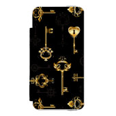 黄金の鍵でシームレスなパターン INCIPIO iPhoneウォレットケース (フォリオ 正面)