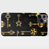 黄金の鍵でシームレスなパターン iPhoneケース (裏面横)