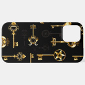 黄金の鍵でシームレスなパターン iPhoneケース (裏面横)