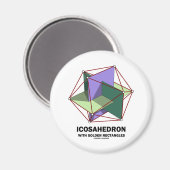 黄金の長方形を持つ20面体（ジオメトリ） マグネット (正面/裏面)