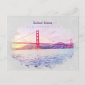 黄金の門橋の水彩葉書 ポストカード (正面)