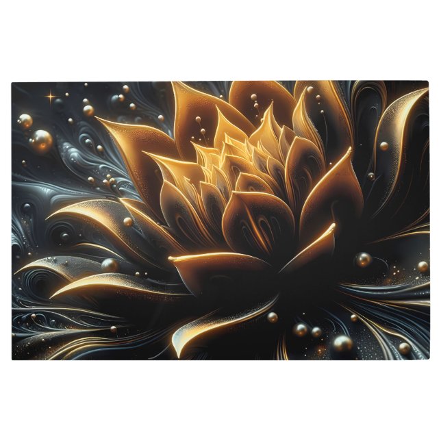 黄金の開花トワイライトの深さ メタルプリント (正面)