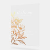 黄金の開花 |ブラック結婚ズ・ウェルカム アクリルサイン (傾斜)