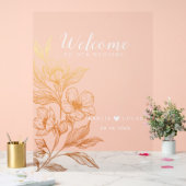 黄金の開花 |ブラック結婚ズ・ウェルカム アクリルサイン (ウェディング)