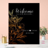 黄金の開花 |ブラック結婚ズ・ウェルカム アクリルサイン (ウェディング)