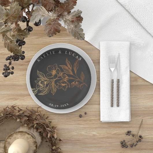 黄金の開花 |ブラック結婚ズ ペーパープレート