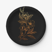 黄金の開花 |ブラック結婚ズ ペーパープレート (正面)