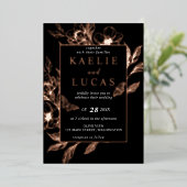 黄金の開花 |ブラック結婚ズ 箔招待状 (立ち正面)