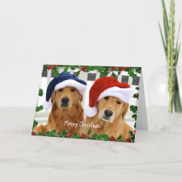 黄金の陽気なクリスマスの願い カード