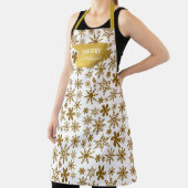 黄金の雪きらめくの結晶メリークリスマス エプロン (インサイチュ)