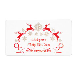 黄金の雪とトナカイのクリスマス ラベル