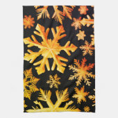 黄金の雪と黒の背景色 キッチンタオル (縦)