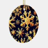 黄金の雪と黒の背景色 セラミックオーナメント (右)