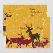 黄金の雪の動物自然の休日 招待状 (正面/裏面)