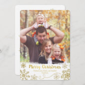 黄金の雪片メリークリスマスカード シーズンカード (正面/裏面)