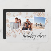 黄金の雪 |バラ金ゴールドスノーフレーク写真コラージュ シーズンカード (正面/裏面)