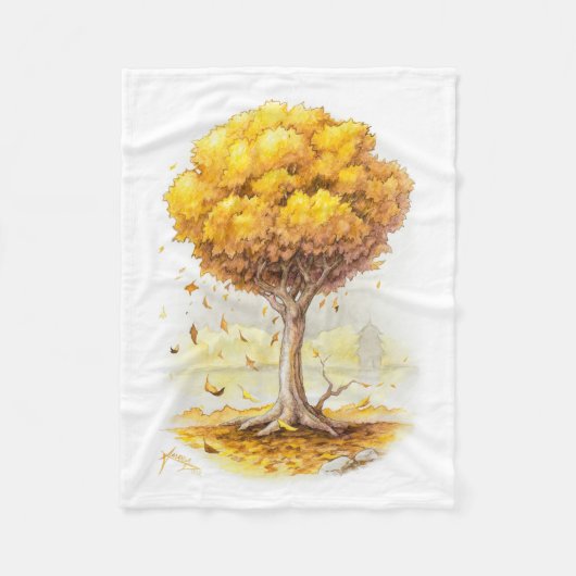 黄金の静寂 フリースブランケット (正面)