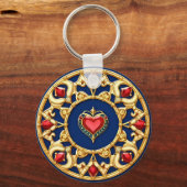 黄金の額縁ハートモチーフと華美デザイン キーホルダー (裏面)