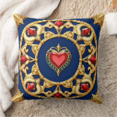 黄金の額縁ハートモチーフと華美デザイン クッション (ブランケット)