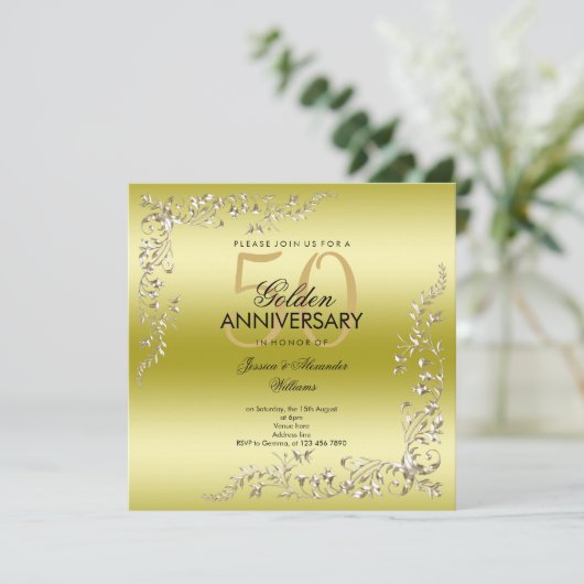 黄金の飾り50結婚周年 招待状 (スタンド正面)
