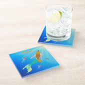 黄金の髪のガラスのコースターと美しい人魚 ガラスコースター (アングル)