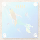 黄金の髪のガラスのコースターと美しい人魚 ガラスコースター (裏面)