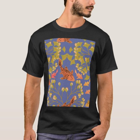 黄金の鯉とイチョウの夢 Tシャツ (正面)