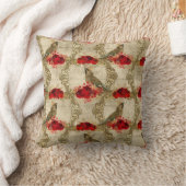 黄金の鳥と赤のフローラ クッション (ブランケット)