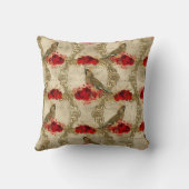 黄金の鳥と赤のフローラ クッション (裏面)
