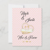 黄金の鳩と白鳥、黄金のハート結婚の 招待状 (裏面)