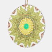 黄金の黄色のアフリカ民族の部族パターン セラミックオーナメント (左)