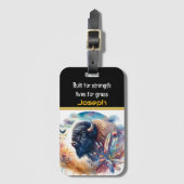 黄金の黄金の色合いのバッファロー ラゲッジタグ (正面縦)